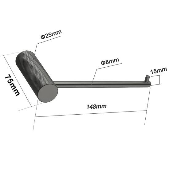 Diamora Luxury Knurled Bathroom Toilet Paper Hook Roll Tissue Holder Round Stainless Steel Gunmetal Grey Diamora Luxury Knurled Bathroom Toilet Paper Hook Roll Tissue Holder Round Stainless Steel Gunmetal Grey